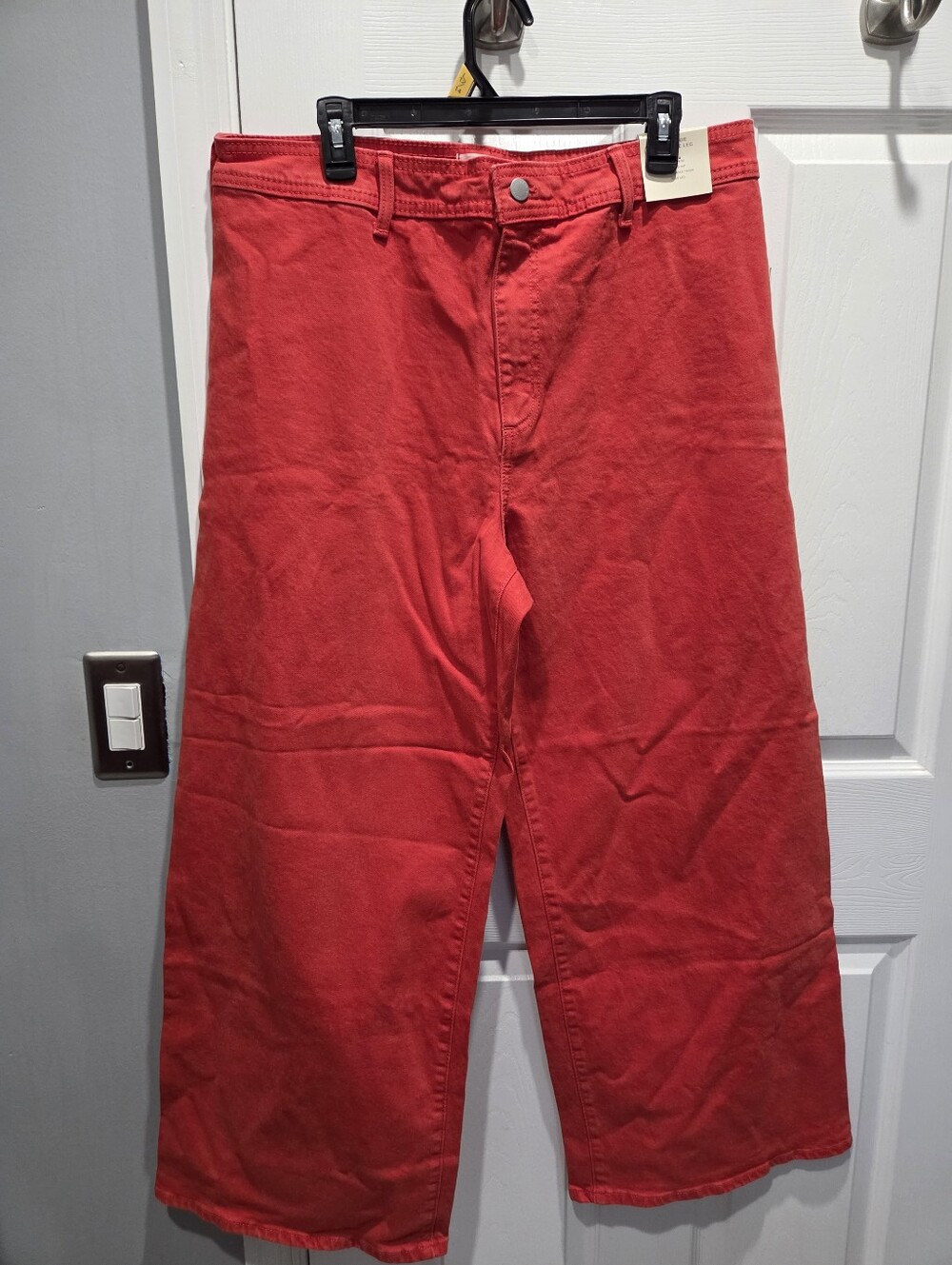 Universal Thread Women's High Rise Wide-Leg Orange Denim Jeans Size 16 Stretch